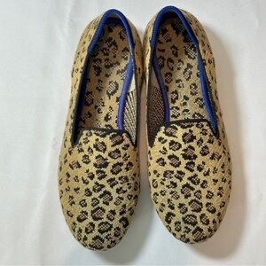 Rothy's Brown and Blue Leopard Print almond loafer